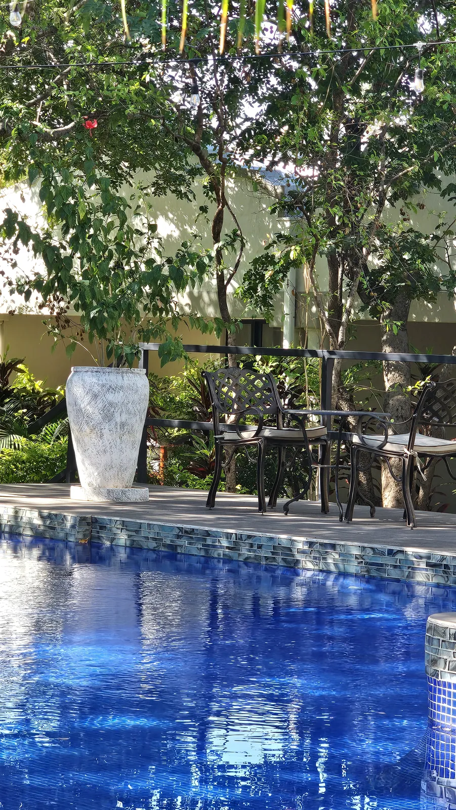 Swimming pool and gardens at Kasambabezi Lodge in Victoria Falls, Zimbabwe
